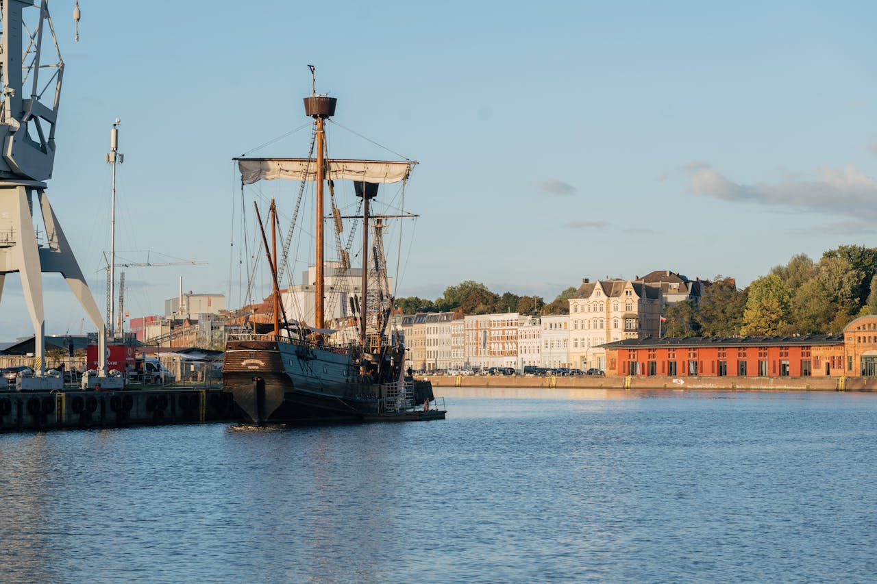 Sail Ship Moored At Lubeck Port 18898333